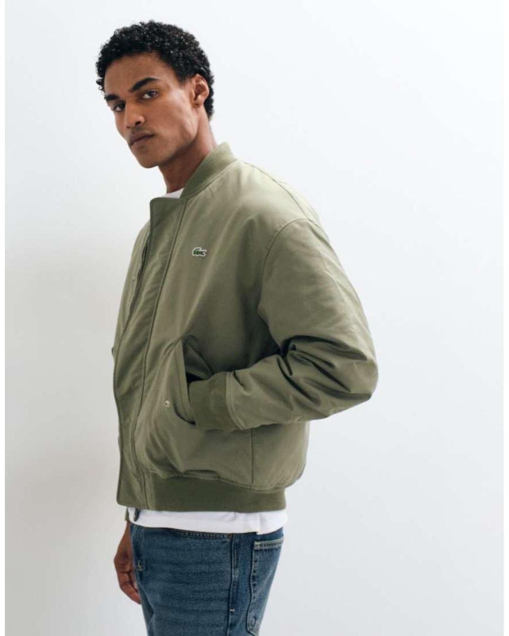 Lacoste Green Water Repellant Padded Bomber Jacket for men