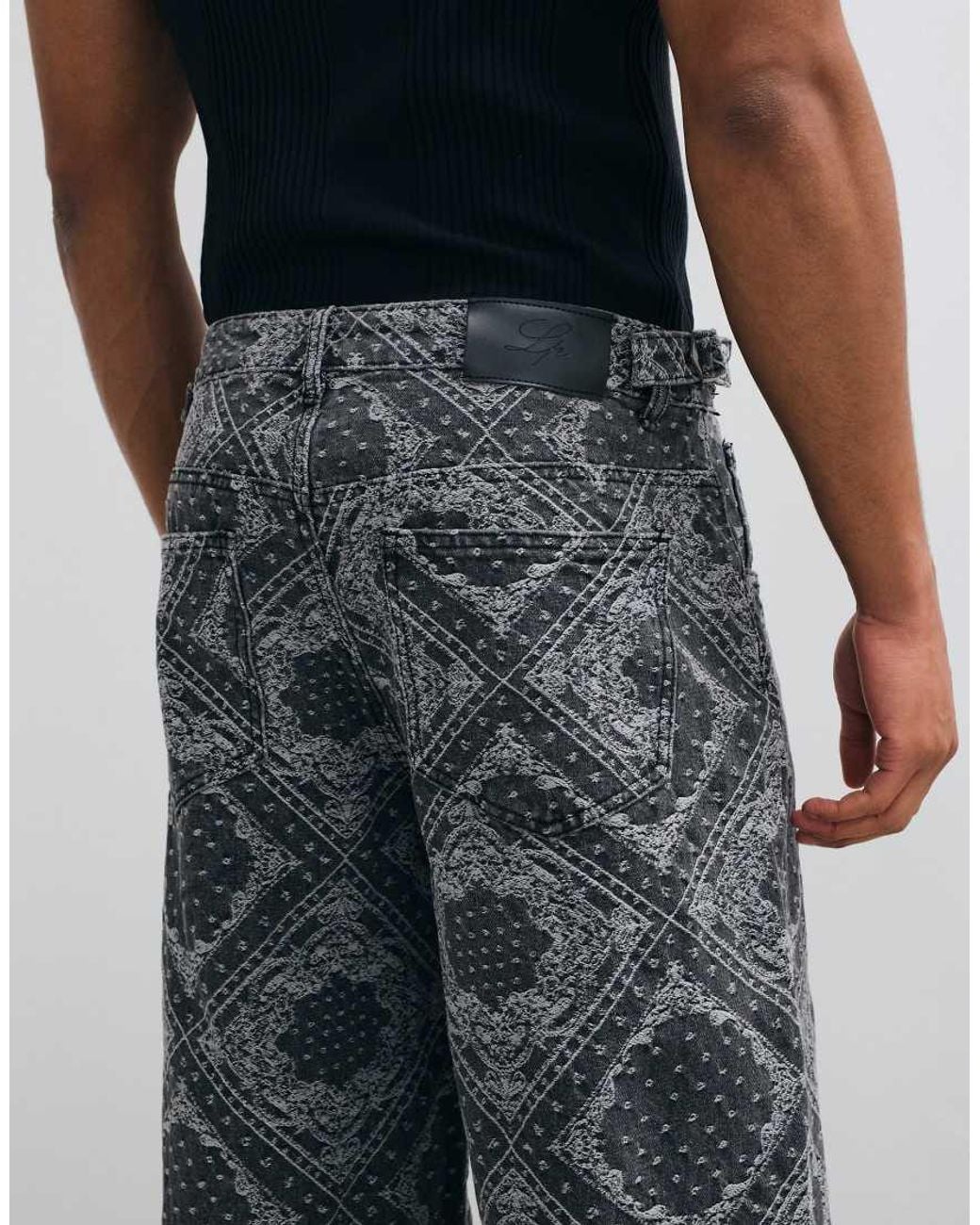 Liquor N Poker Gray Relaxed baggy Jeans Co-ord for men
