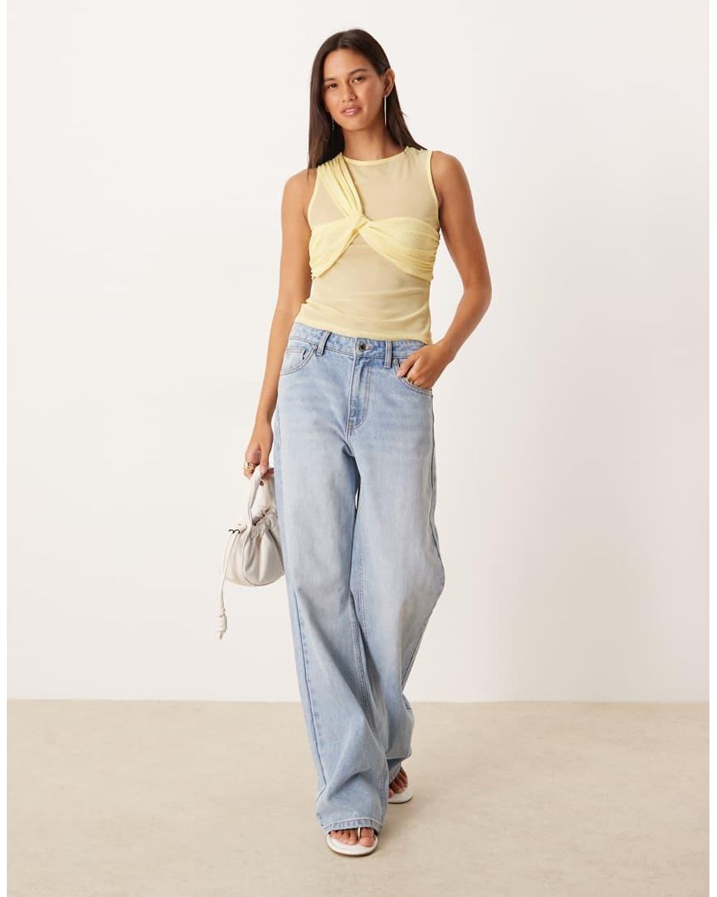 ASOS Blue Sheer Mesh Layered Twist Vest Top