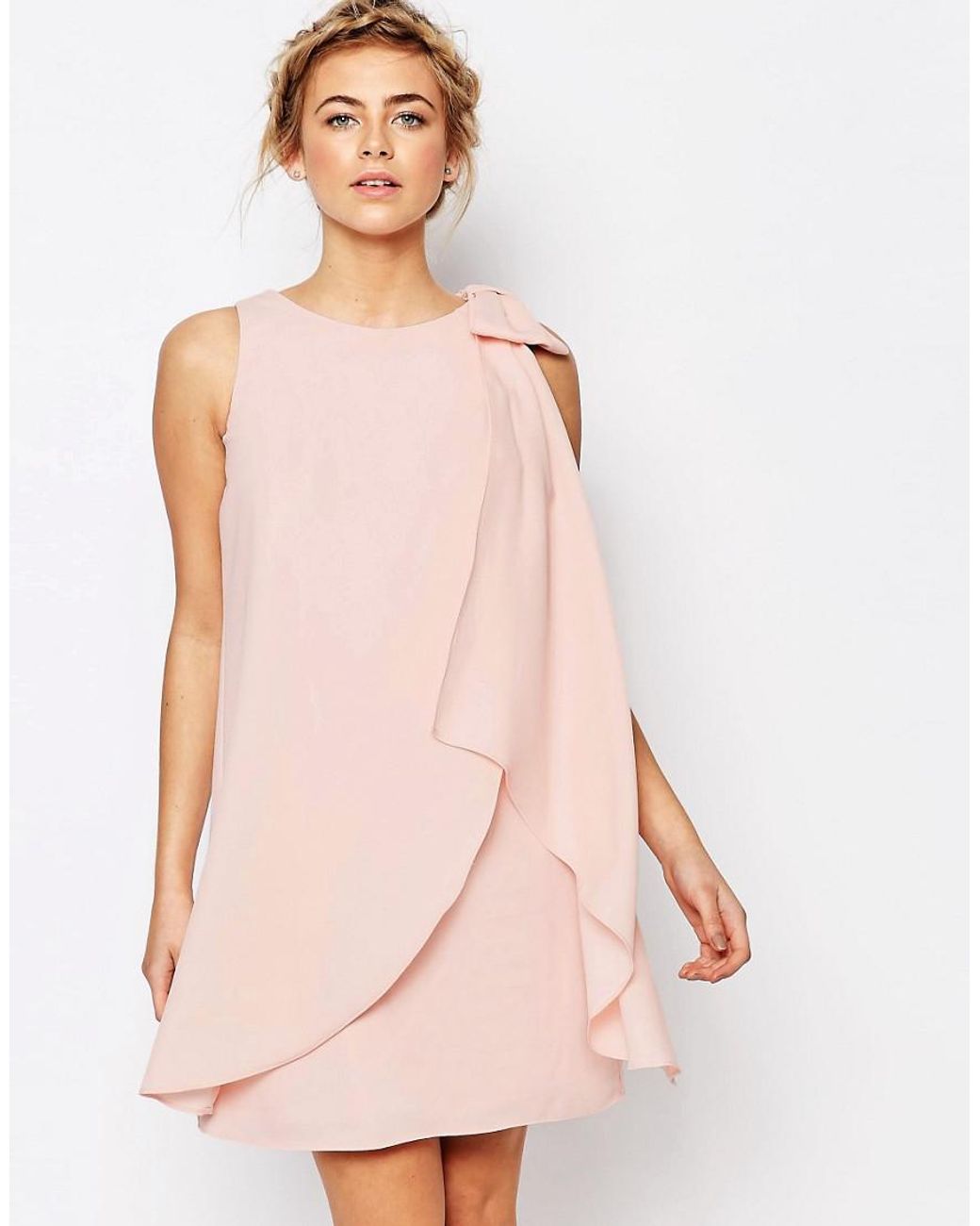 Coast Lydia Bow Halter Swing Dress in Pink | Lyst