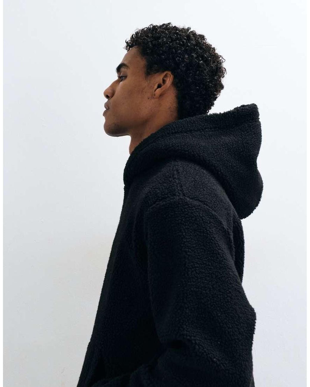 ASOS Blue Relaxed Borg Hoodie for men