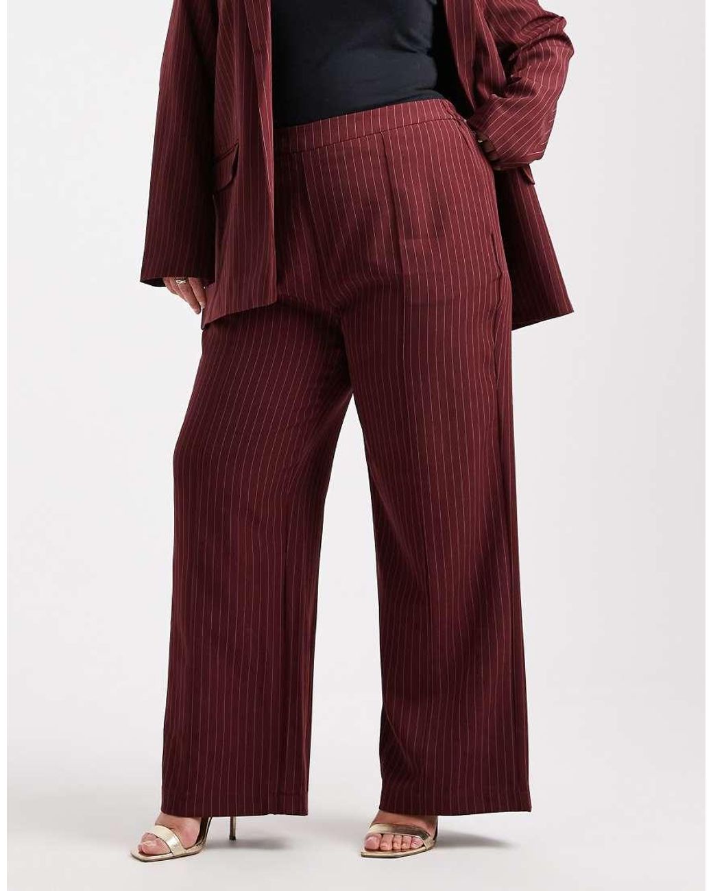 Pieces Plus Red Pieces Curve Tailo Trousers Co-ord