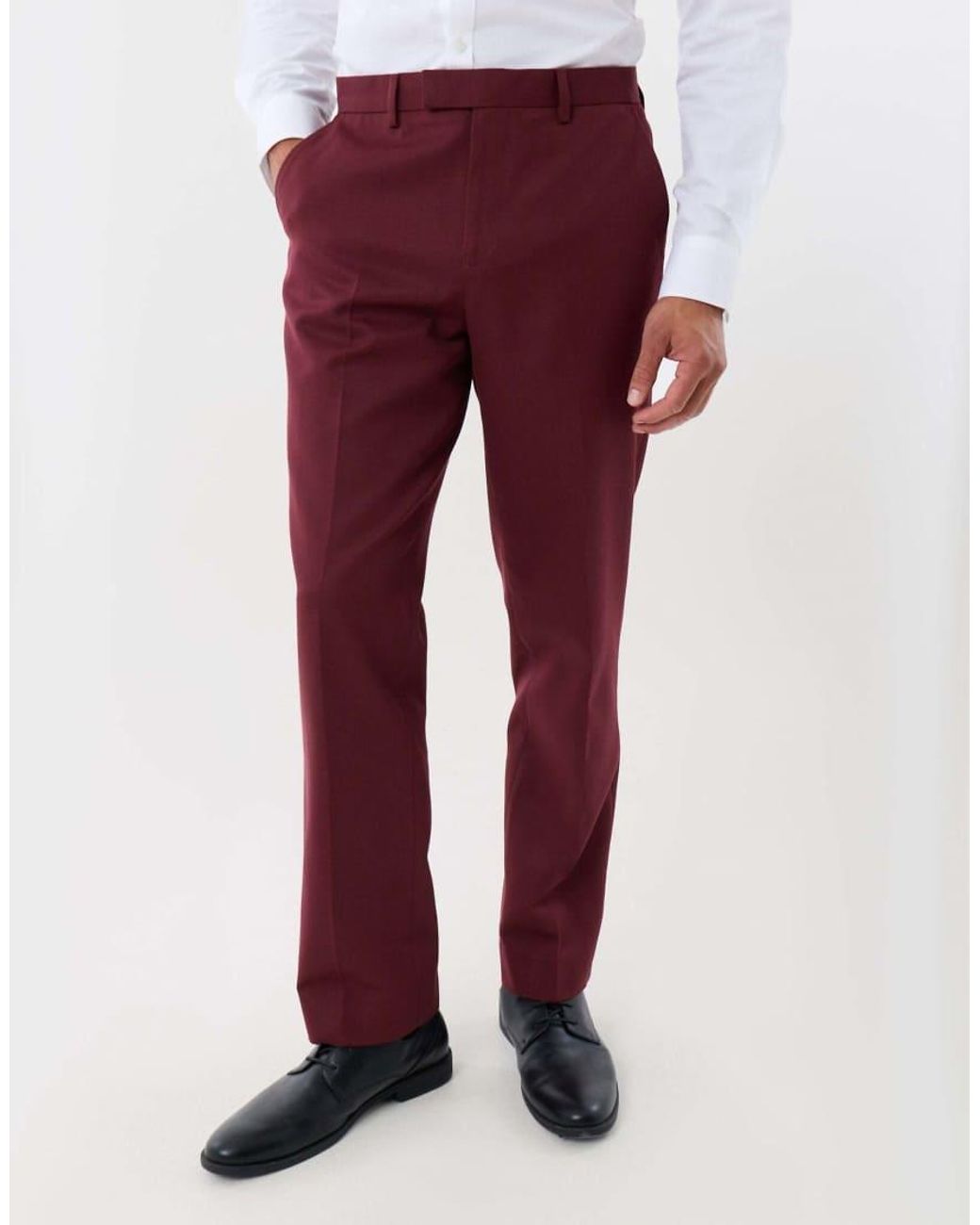 Threadbare White Tailored Fit Suit Trousers for men