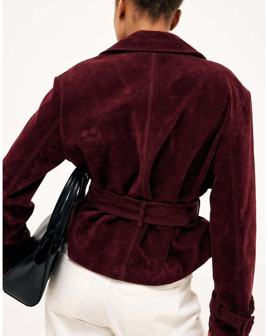 NA-KD Purple Faux Suede Short Trenchcoat