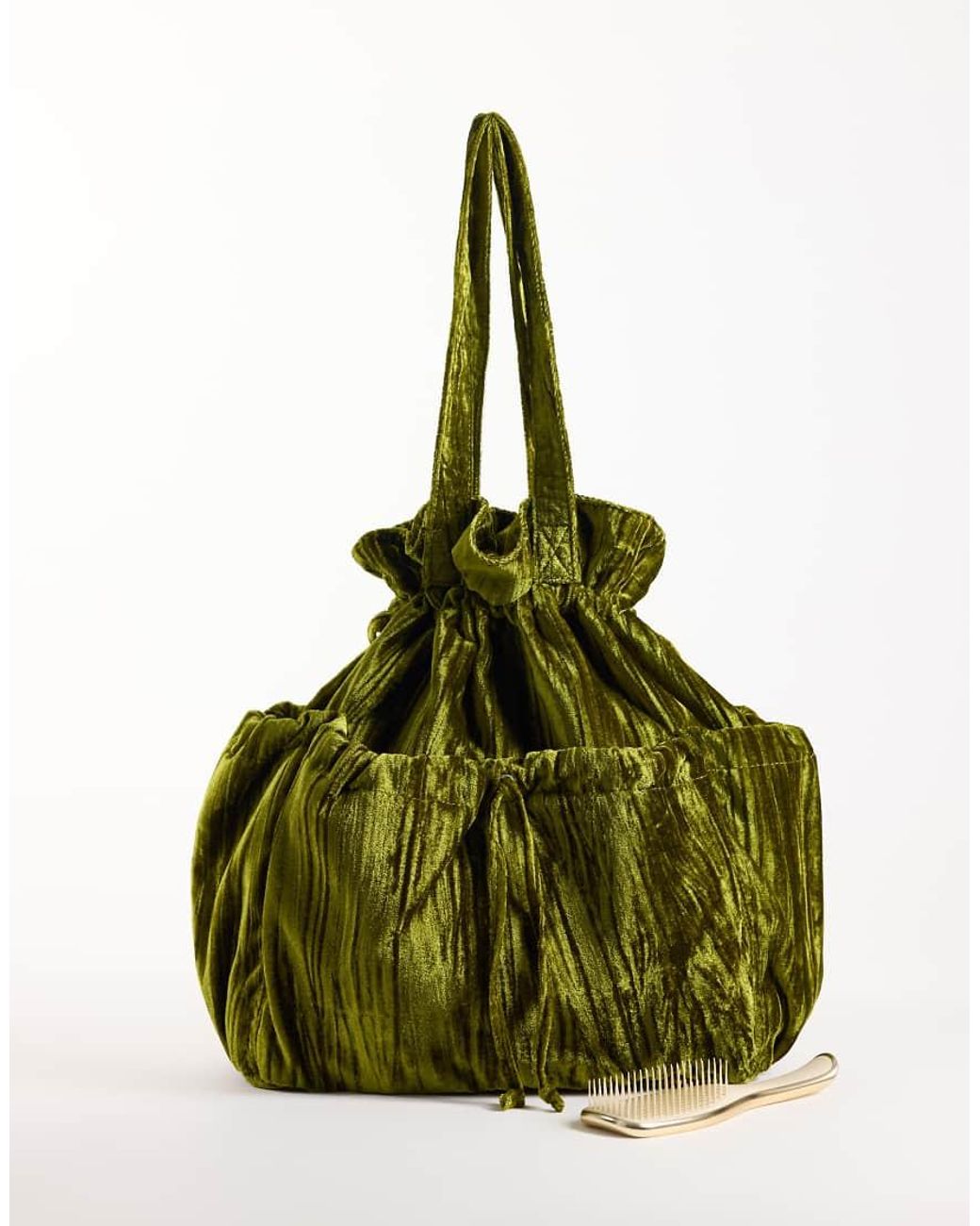 ASOS Green Ruched Pocket Tote Bag