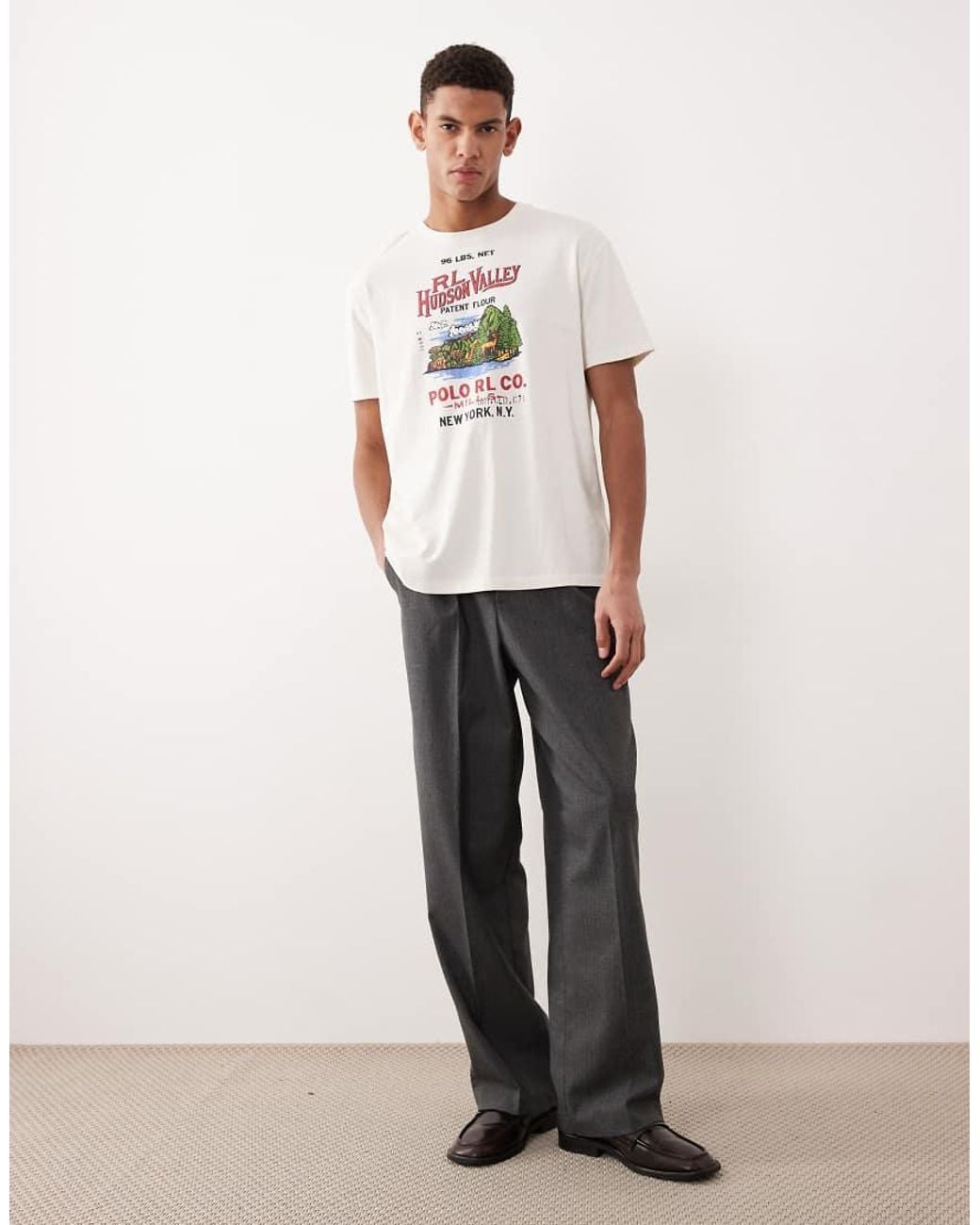 Polo Ralph Lauren White Hudson Valley Print Custom Fit T-shirt for men