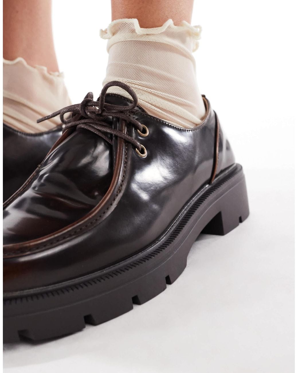 SEQWL Wide Fit Black Alfa Chunky Lace Ups