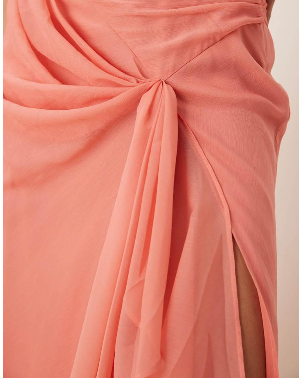 ASOS Pink Racer Strappy Maxi Dress With Draped Skirt