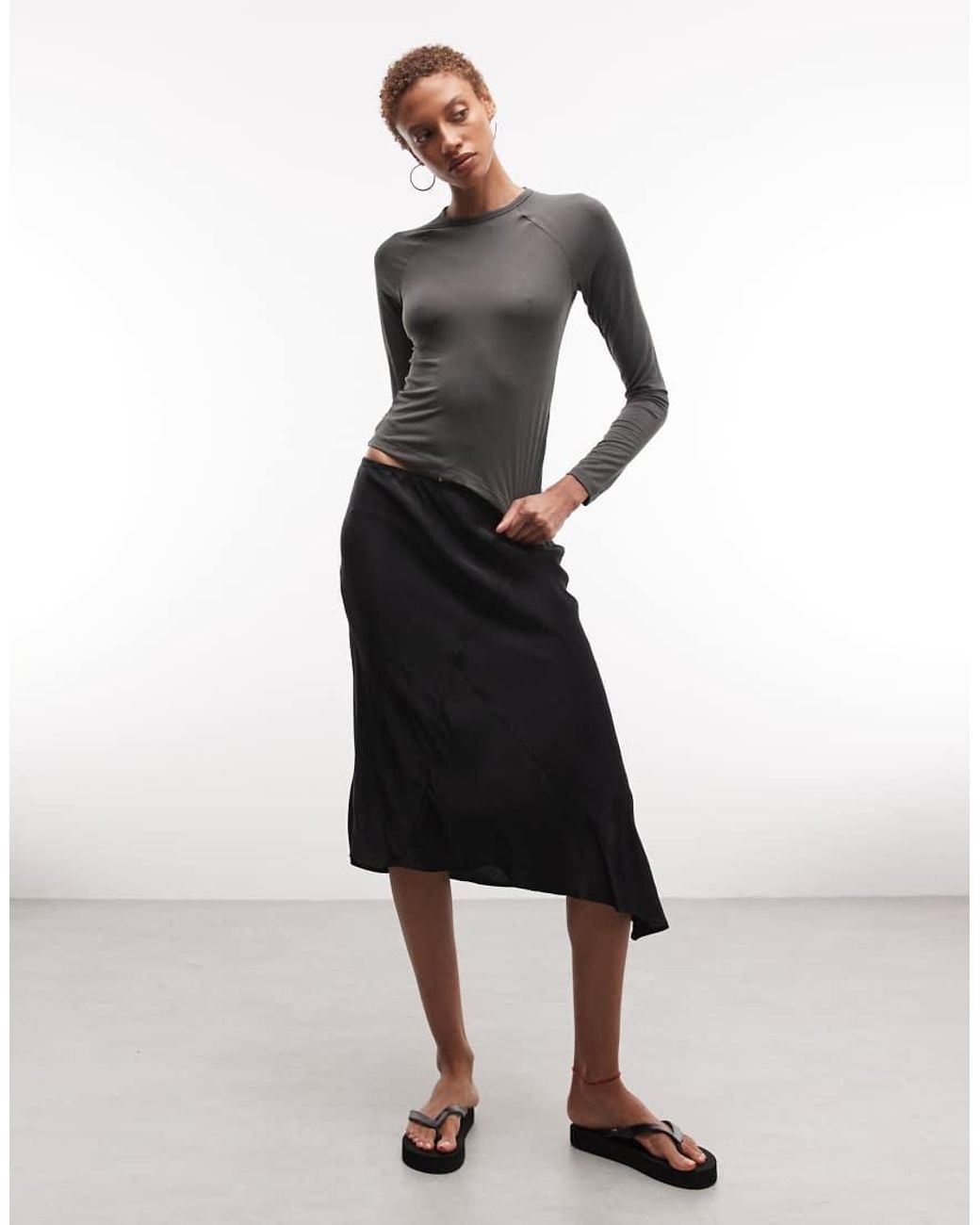 Weekday White Asymmetric Satin Skirt