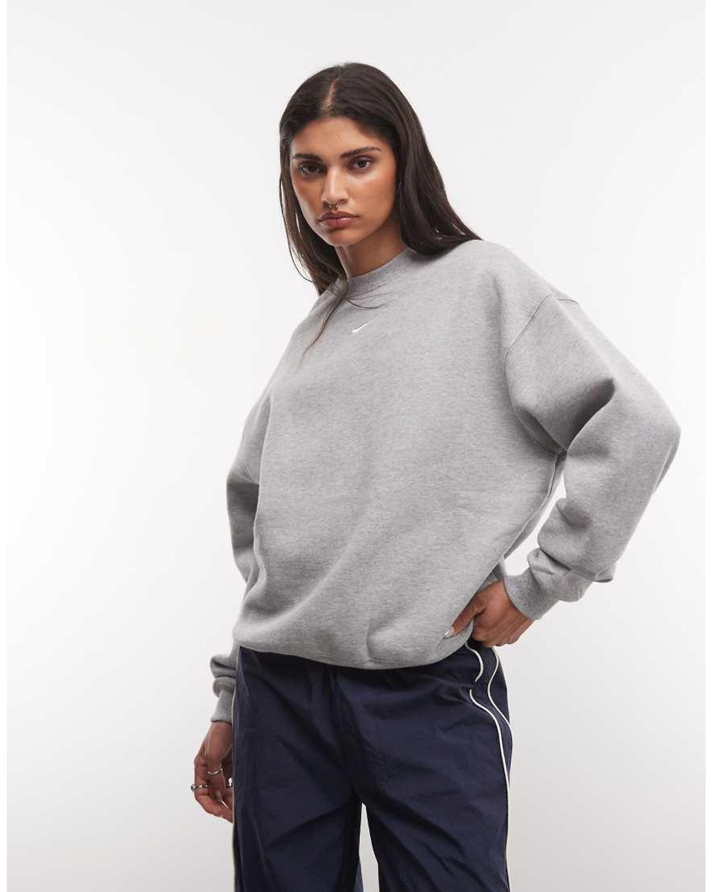 Nike Gray Studio Fleece Mid-weight Oversized Sweatshirt