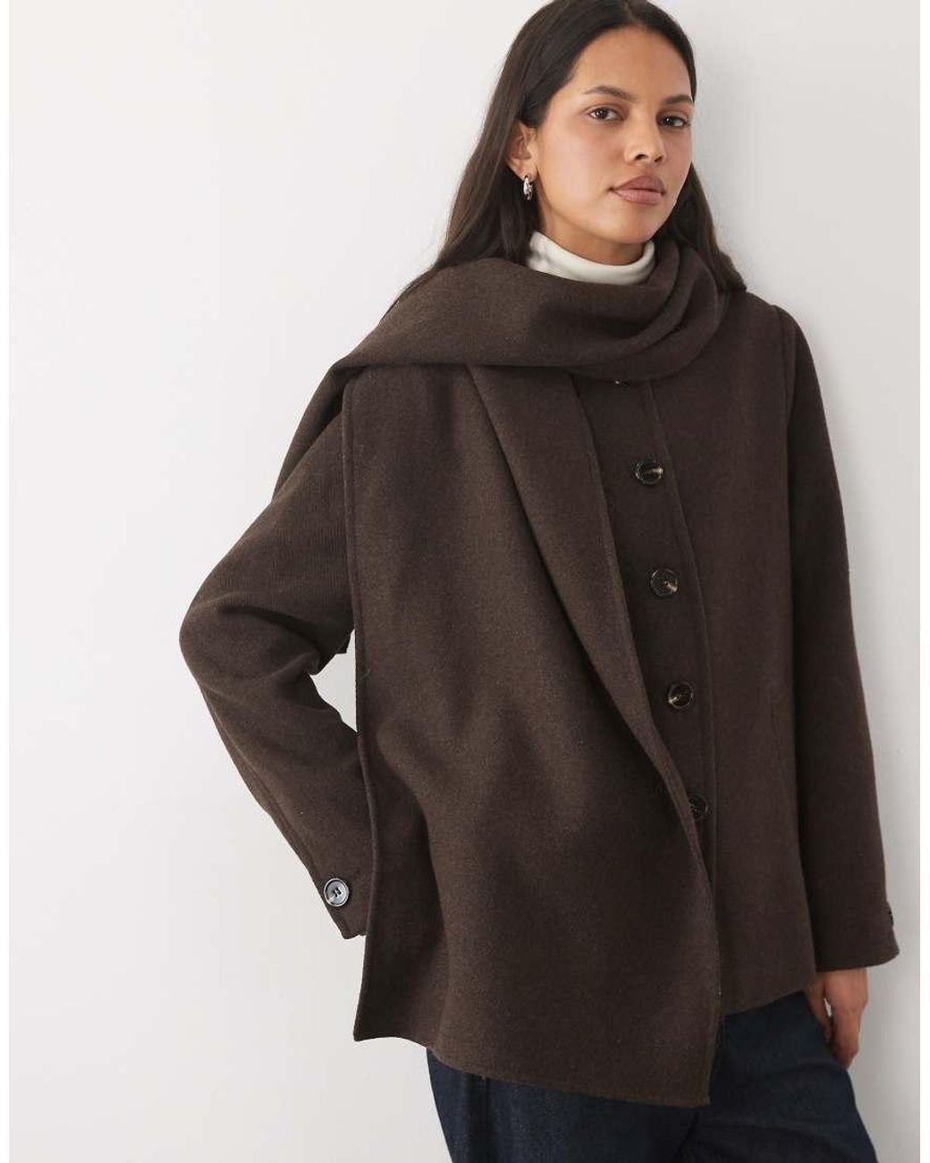 Vero Moda Blue Premium Wool Blend Jacket With Scarf Detail