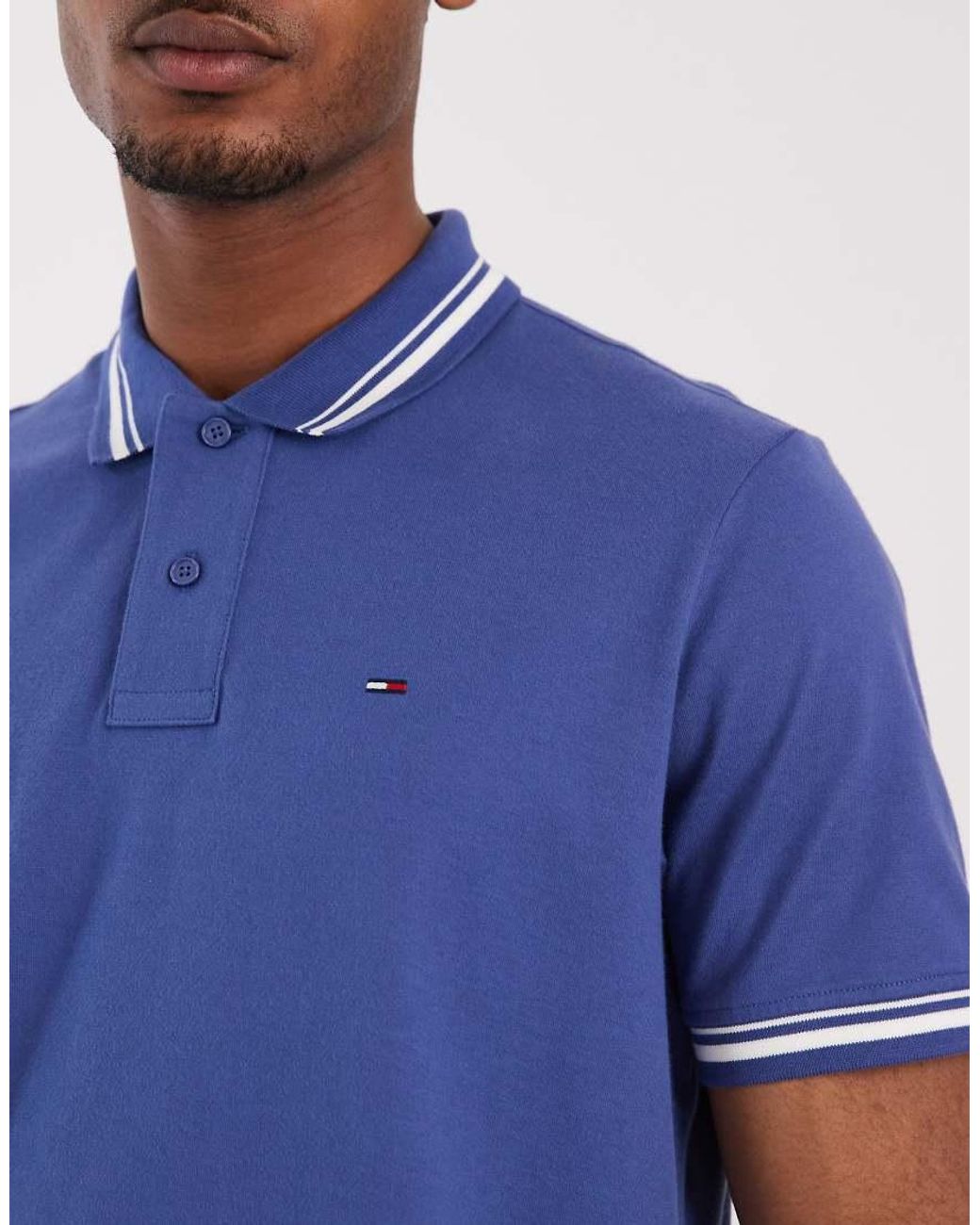 Tommy Hilfiger Blue Tipped Polo Shirt for men