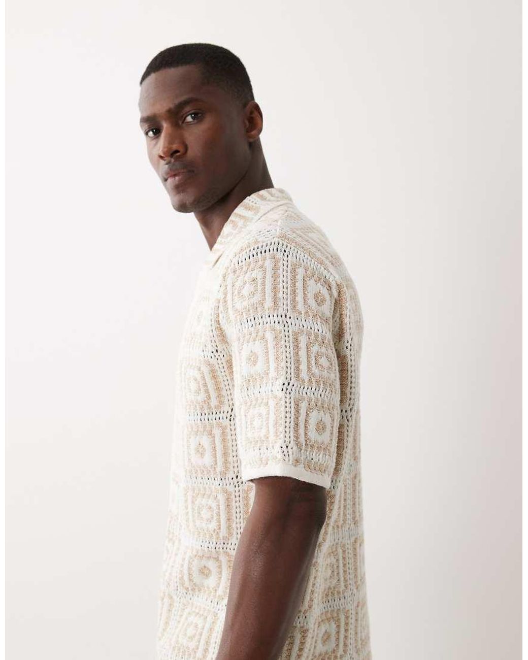 Only & Sons Natural Crochet Relaxed Fit Shirt for men