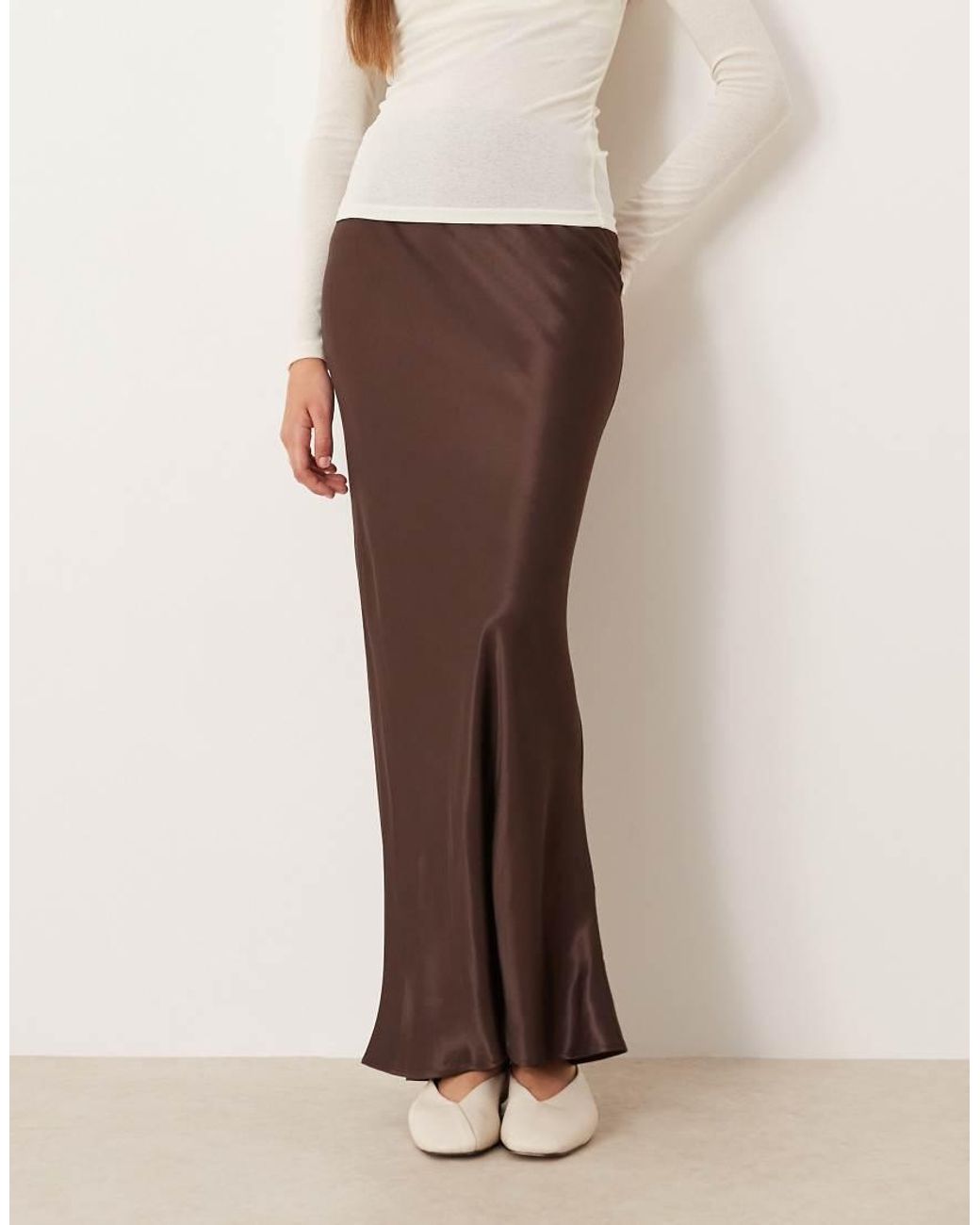 ASOS Natural Satin Bias Maxi Skirt
