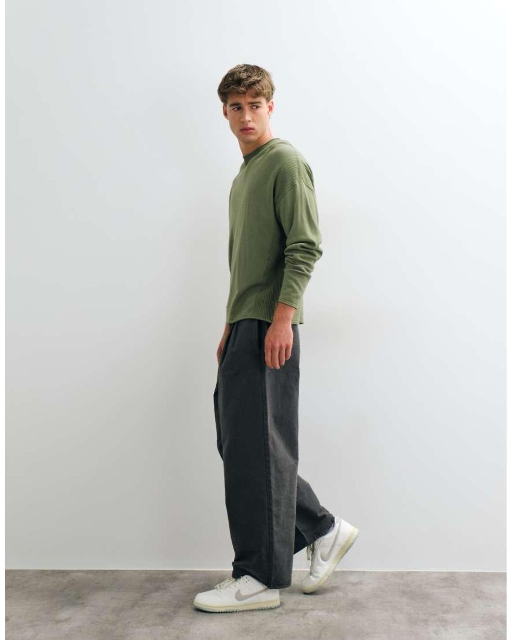ASOS Green Oversized Knitted Jumper With Panel Detail for men