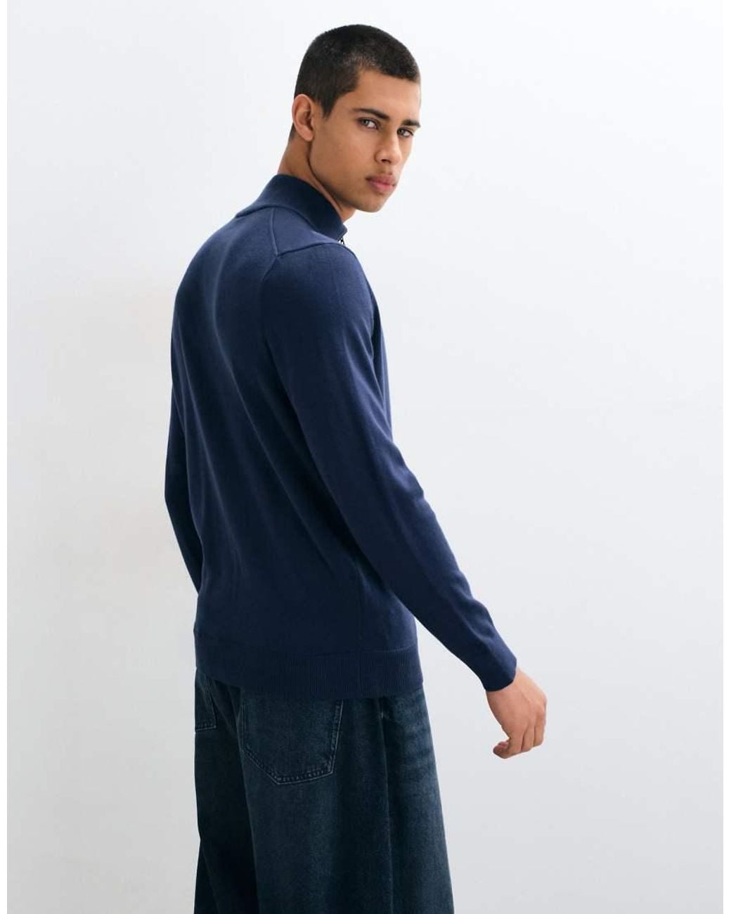 Timberland Blue Cotton Full Zip Sweater for men
