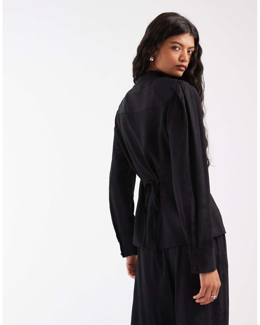 ASOS Black Mandarin Collar Cinched