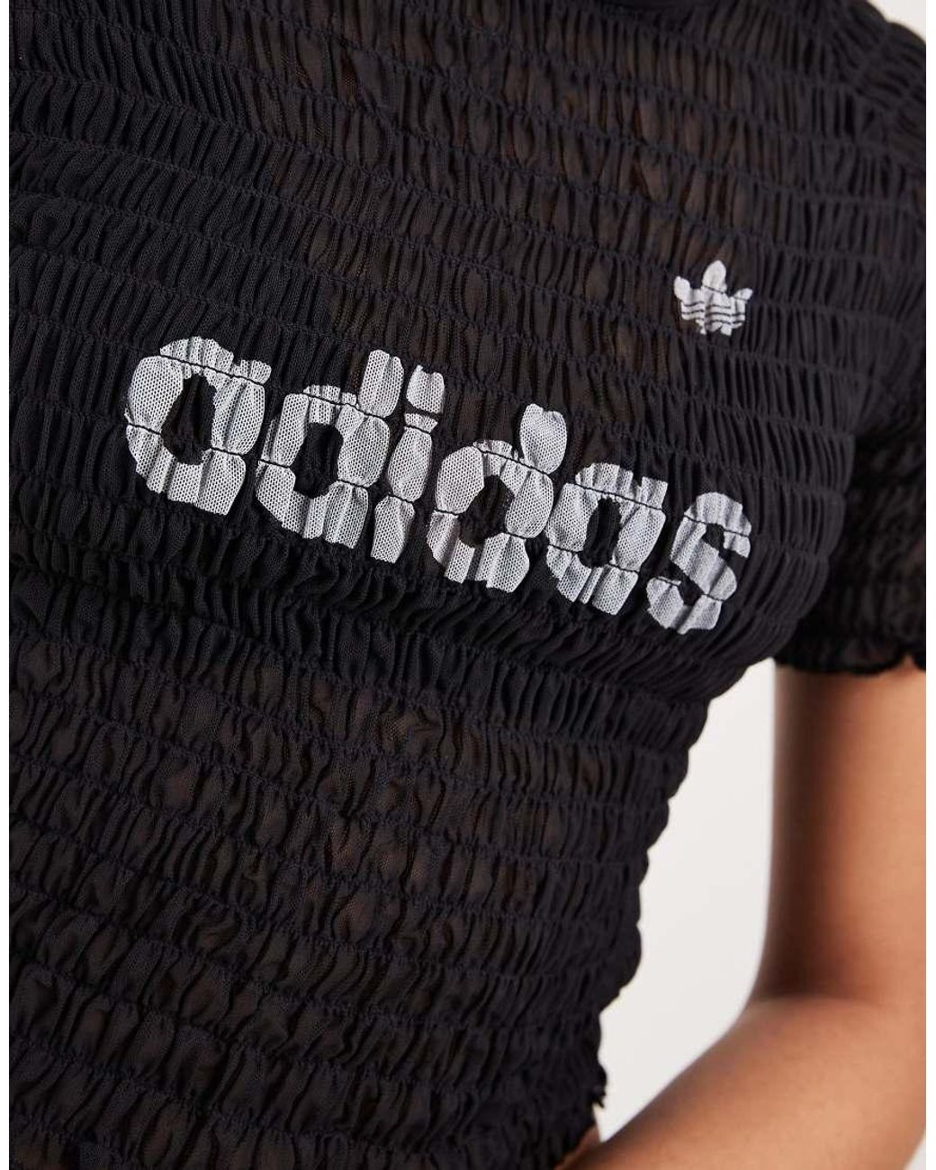 Adidas Originals Black Smocked T-Shirt