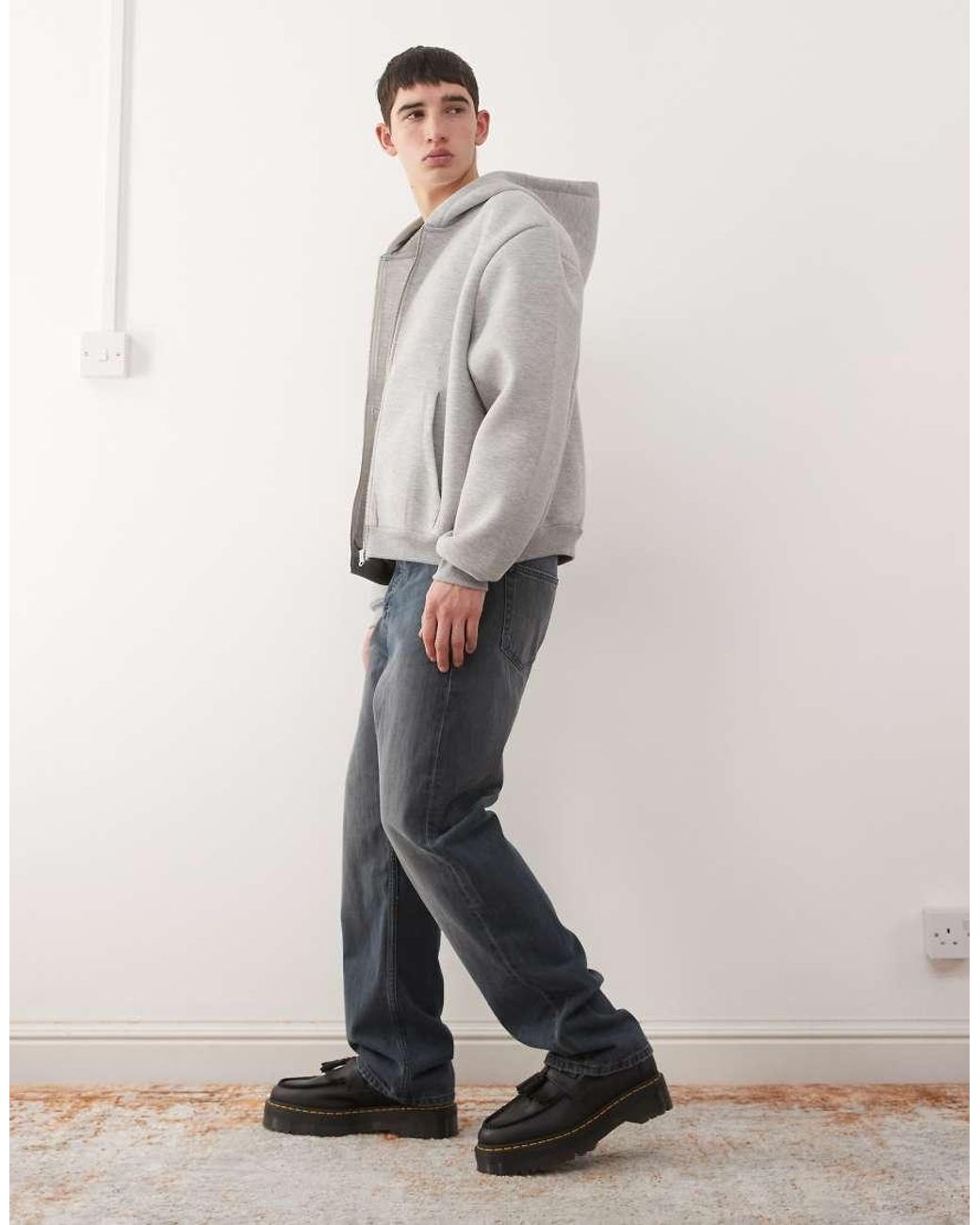 Weekday Gray Space Relaxed Fit Straight Jeans for men