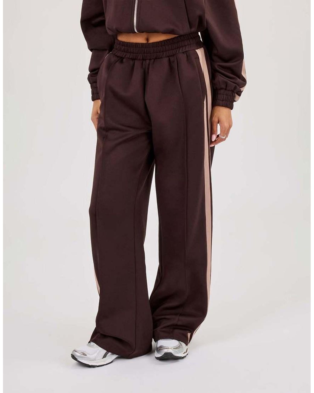 CERNUCCI Purple Mocha Taping Wide Leg Track Pant