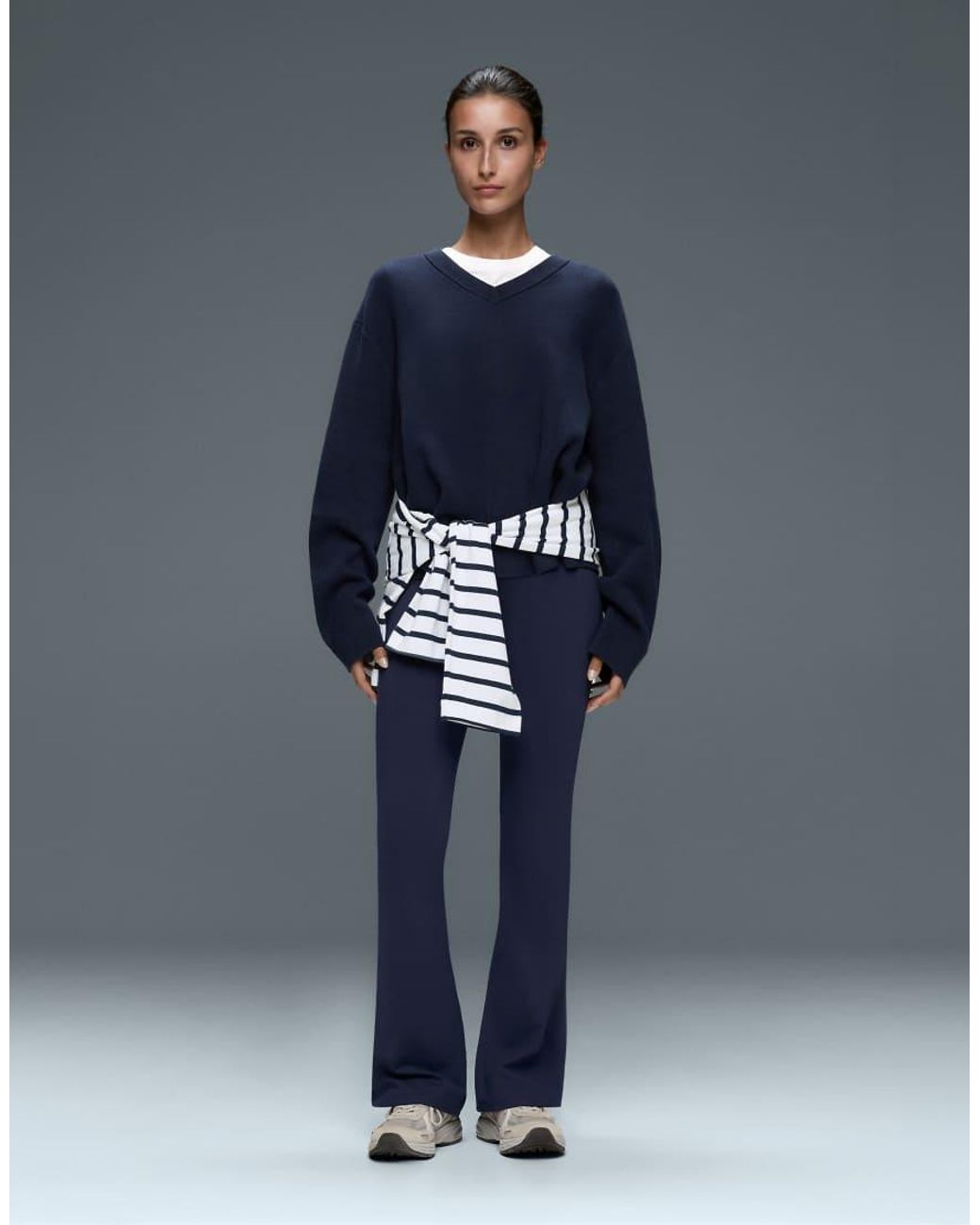 Oysho Blue High-Rise Comfortlux Flare Trousers