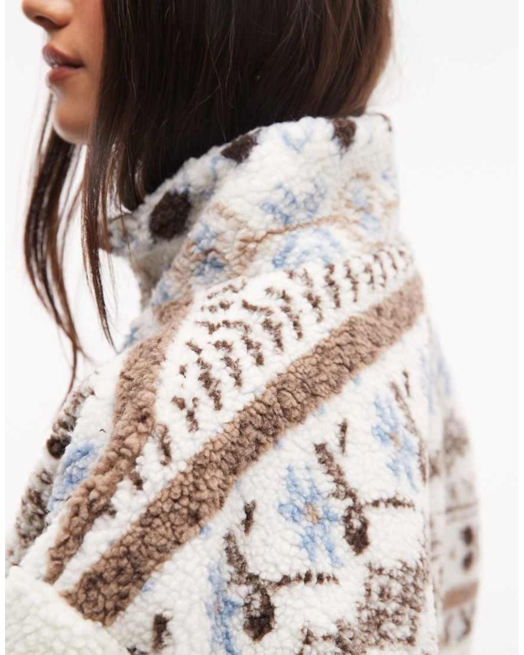 Daisy Street Natural Zip Up Borg Jacket