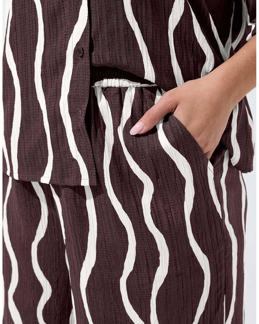Yours Clothing White Printed Wide Leg Trousers