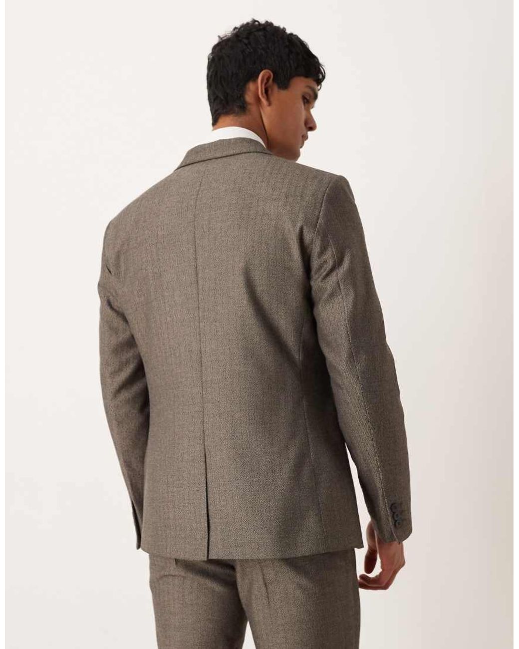 ASOS Gray Slim Wool Look Twill Stripe Suit Jacket for men