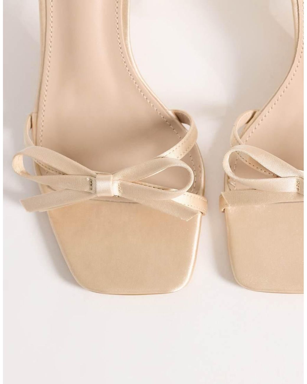 Be Mine Wide Fit Natural Be Mine Bridal Wide Fit Tamara Block Heeled Sandals With Bow