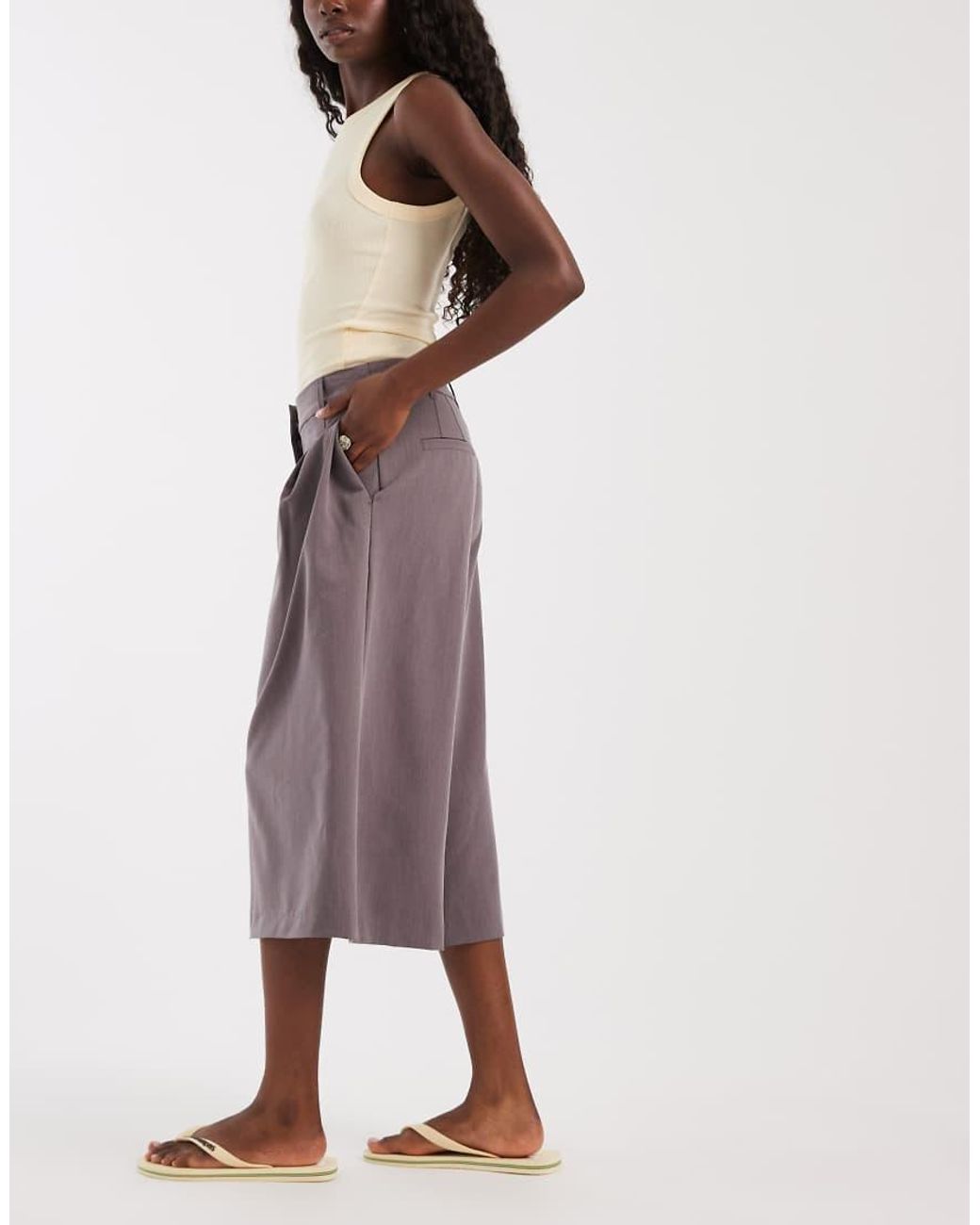 ASOS Purple Tailored High Waist Culotte Pants