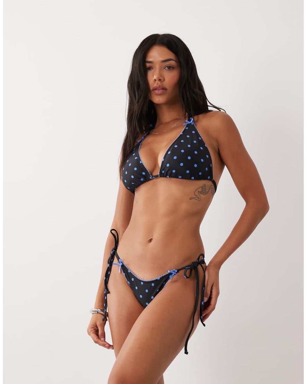 Peek & Beau Brown Tie Side Bikini Bottom With Bow Detail