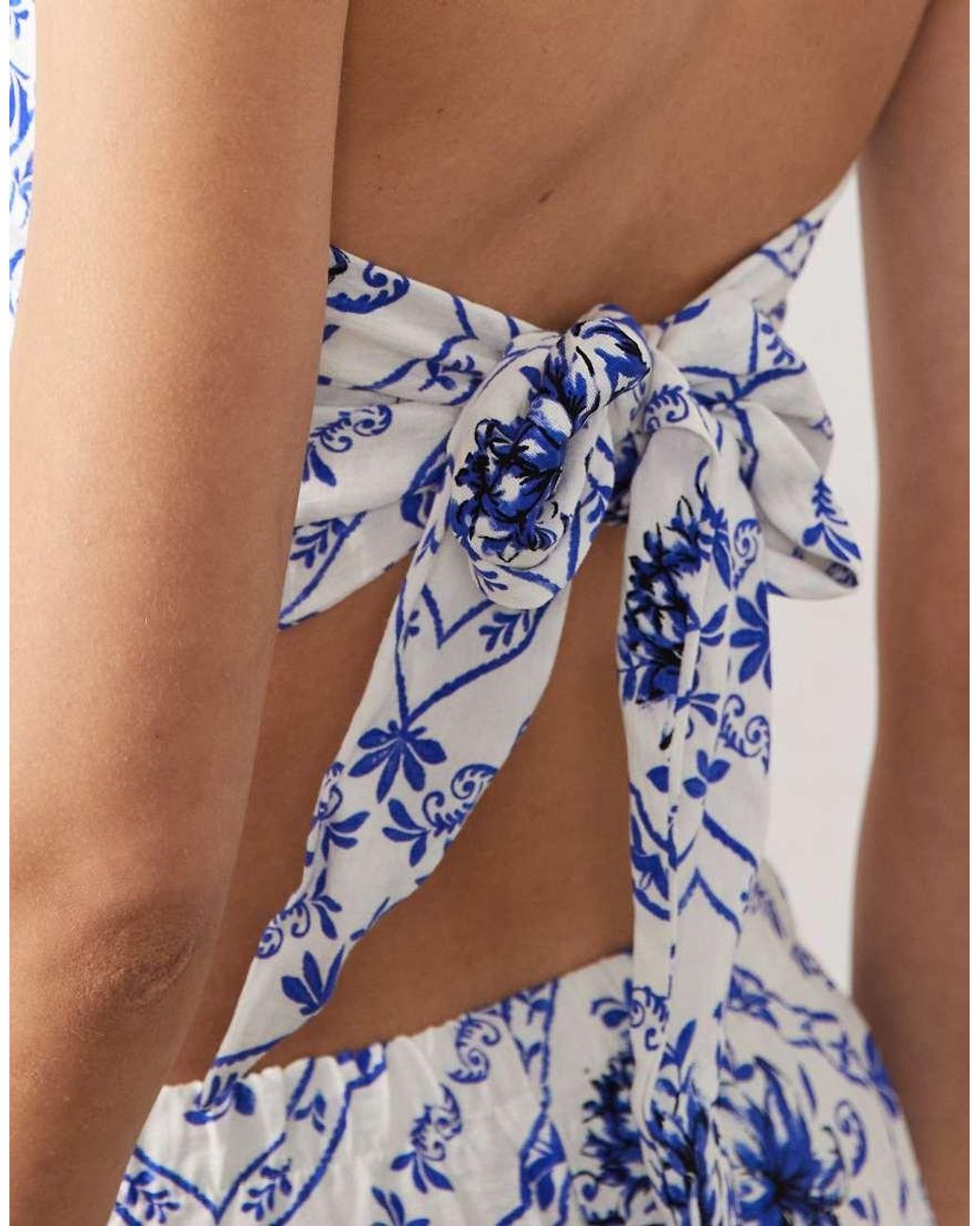 New Look Blue Co-ord Folk Beach Crop Top