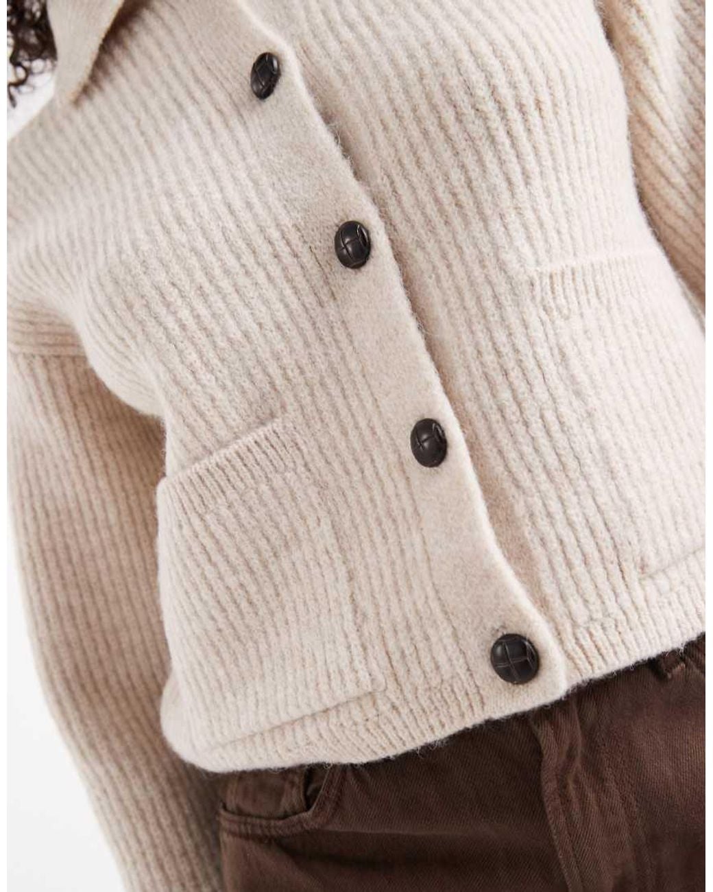 New Look Natural Collared Button Through Cardigan