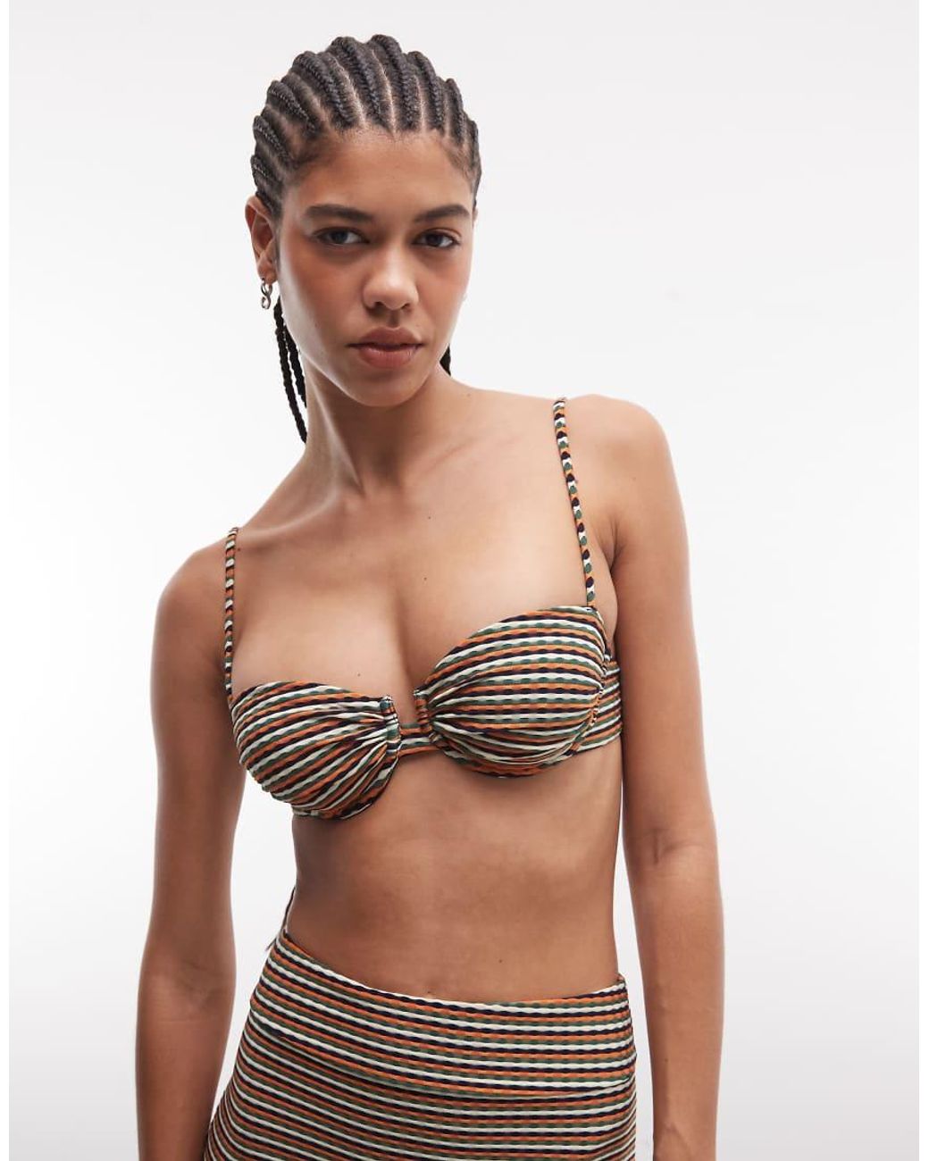 ASOS Orange Dori Cape Cod Underwired Balcony Bikini Top With Ruched Cup
