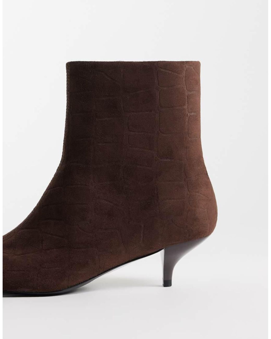 ASOS Brown Rosia Kitten Heel Ankle Boots