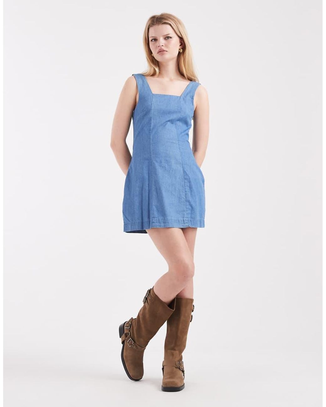 Cotton On Blue Square Neck Mini Dress