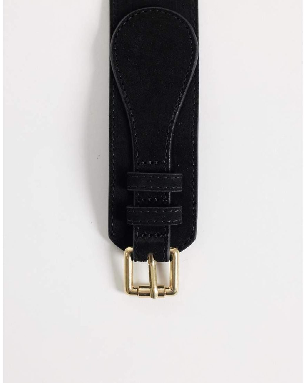 Mango Blue Faux Suede Thick Belt