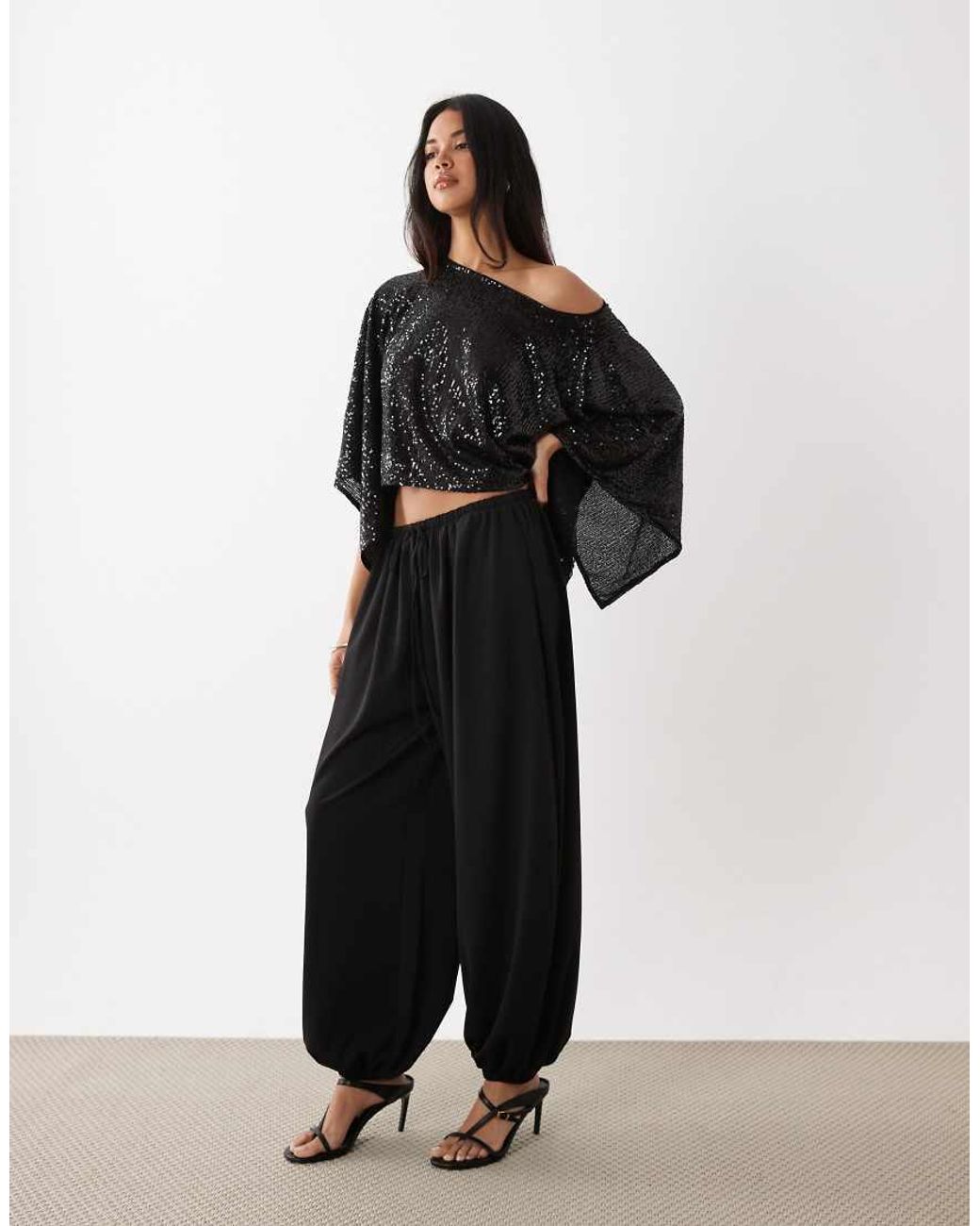 ASOS Black Sequin Cape Top