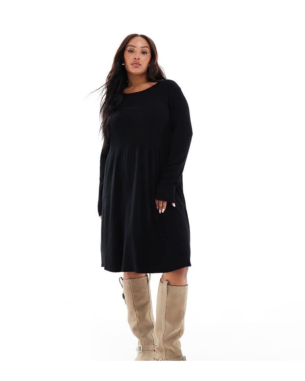 ONLY Black Skater Knitted Midi Dress