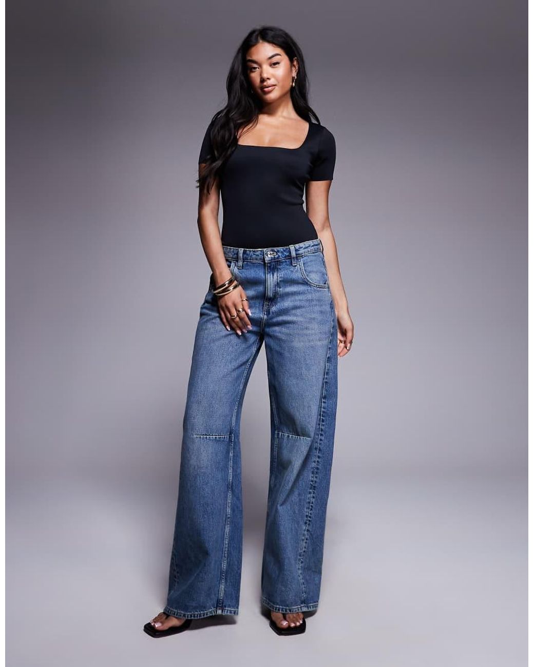 GOOD AMERICAN Blue Sculpting Square Neck Bodysuit