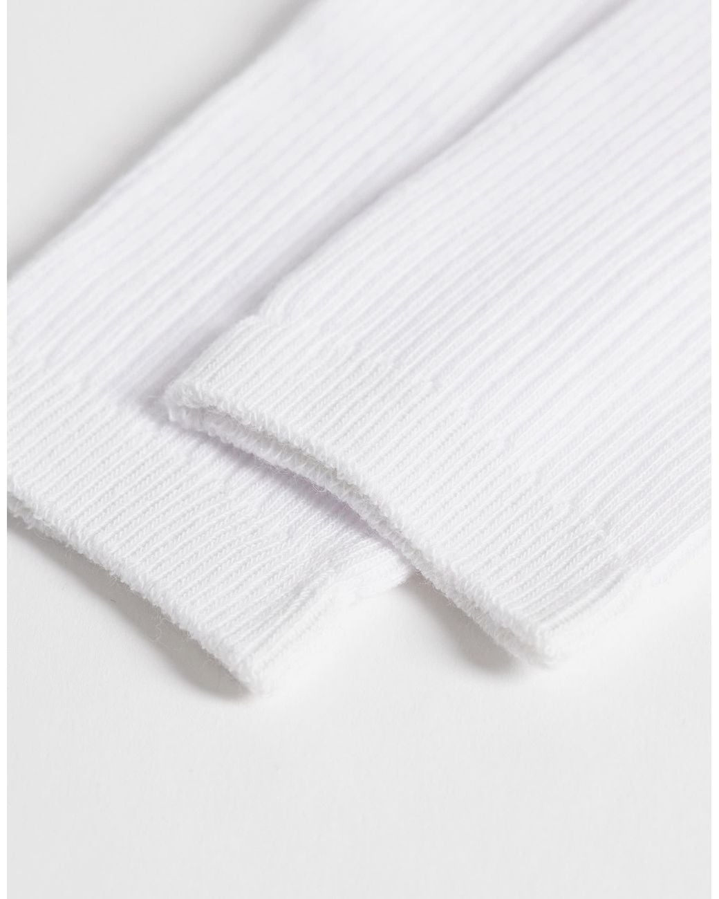 Pieces White Ribbed Ankle Socks