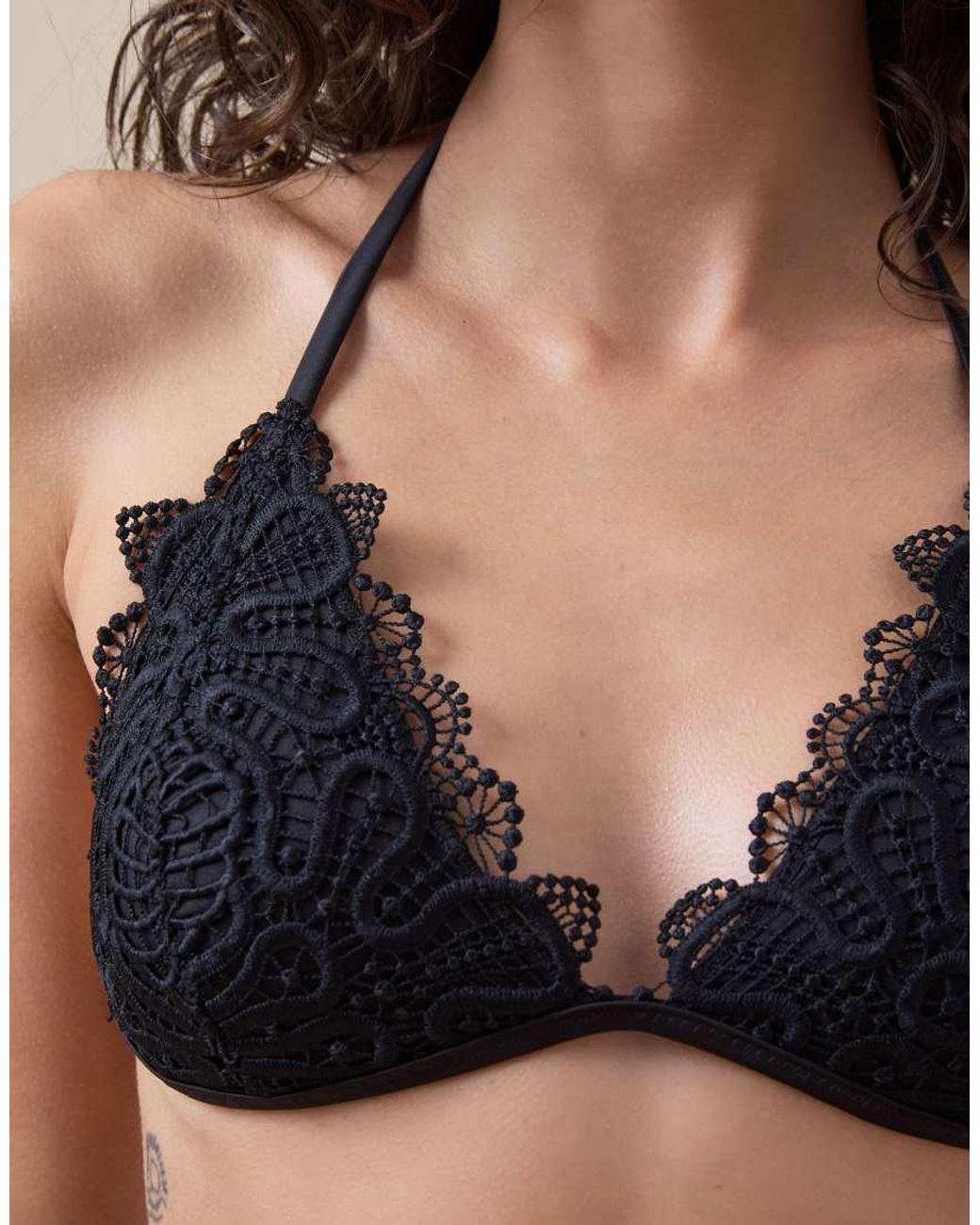 Calzedonia Natural Triangle Bikini Top Romantic Lace