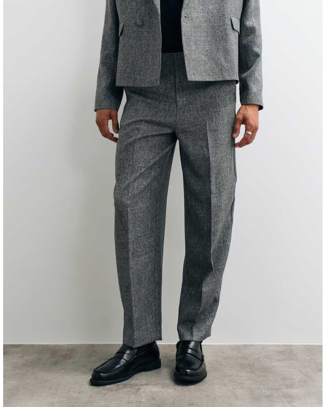 ASOS Gray Wide Tapered Suit Trousers for men