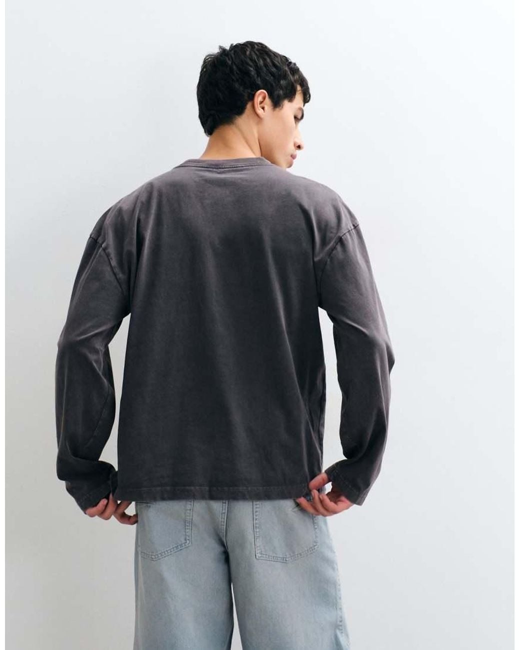 Hollister Blue Heavyweight Long Sleeve T-Shirt for men