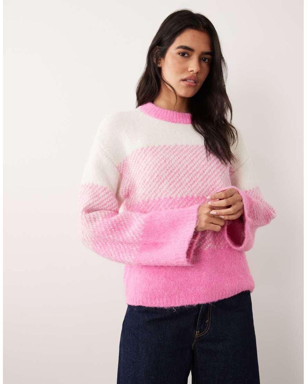 Pieces Pink Cunky Knit Oversized Jumper