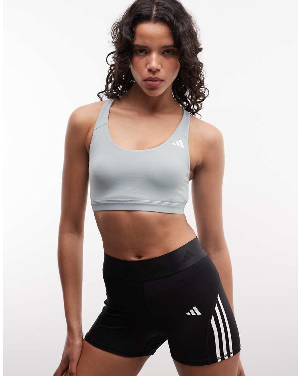 Adidas Originals White Adidas Training Optime Essentials Mid-support Sports Bra