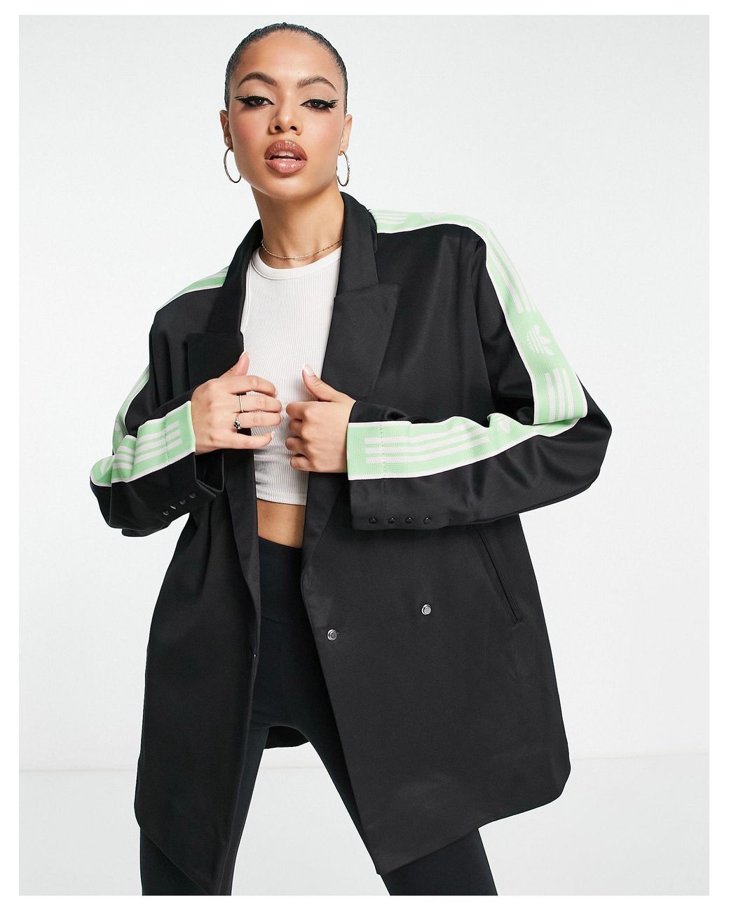 adidas Originals Retro Sport Tape Blazer Jacket in Black | Lyst UK