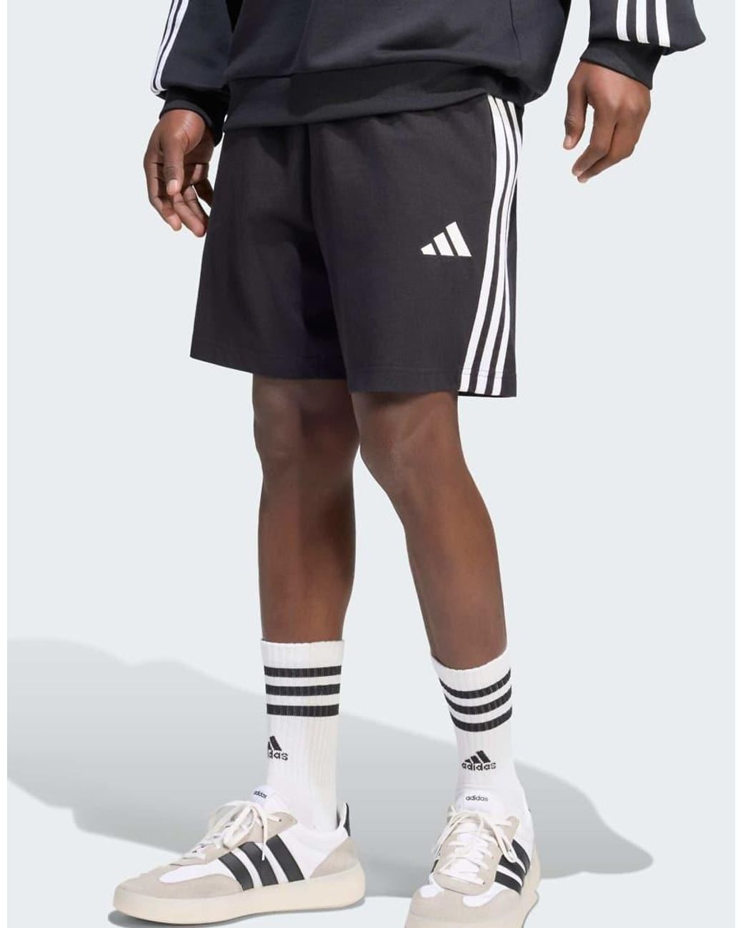 Adidas Originals Blue Essentials 3-Stripes Single Jersey Shorts for men
