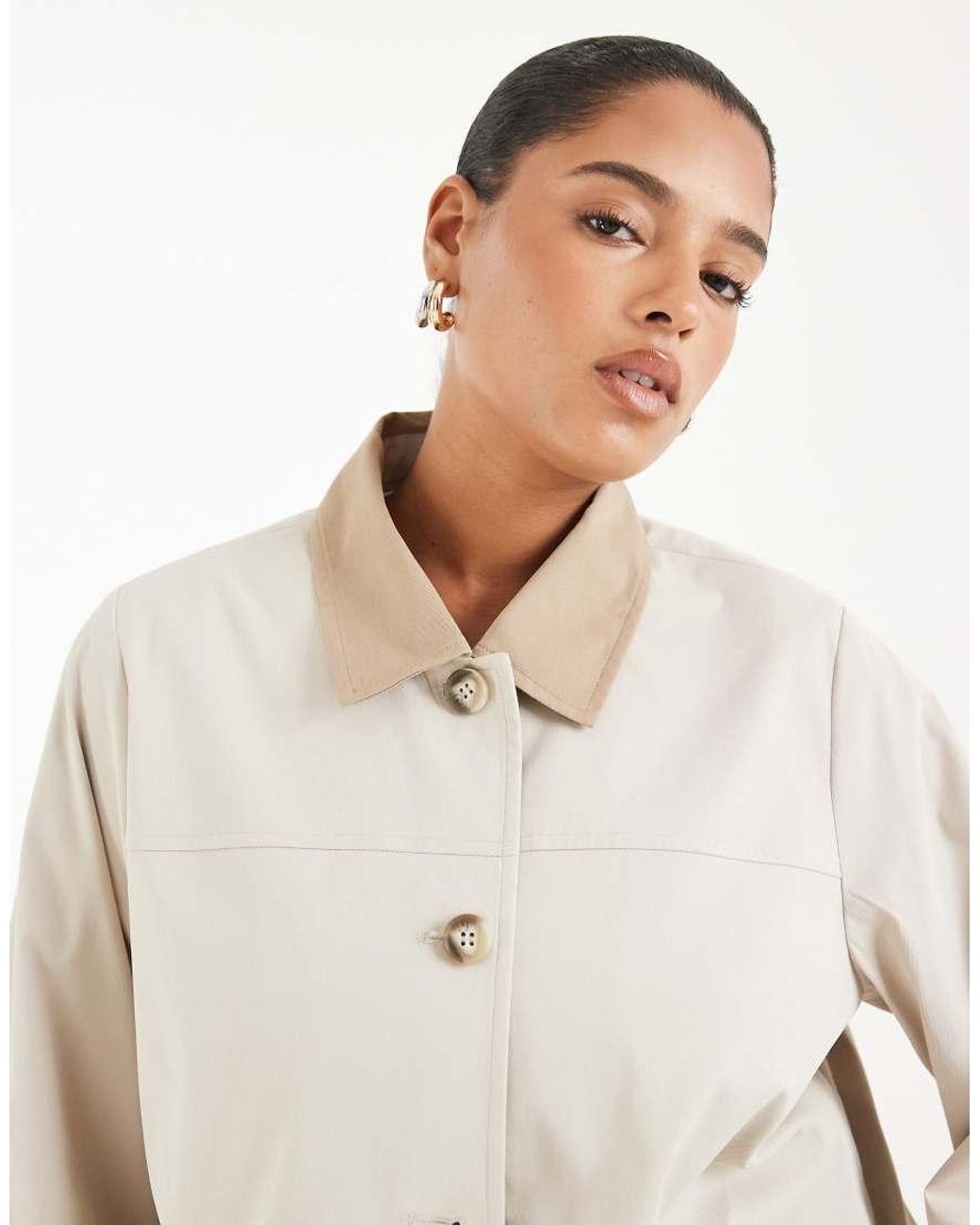Vero Moda Natural Barn Jacket With Contrast Collar Detail