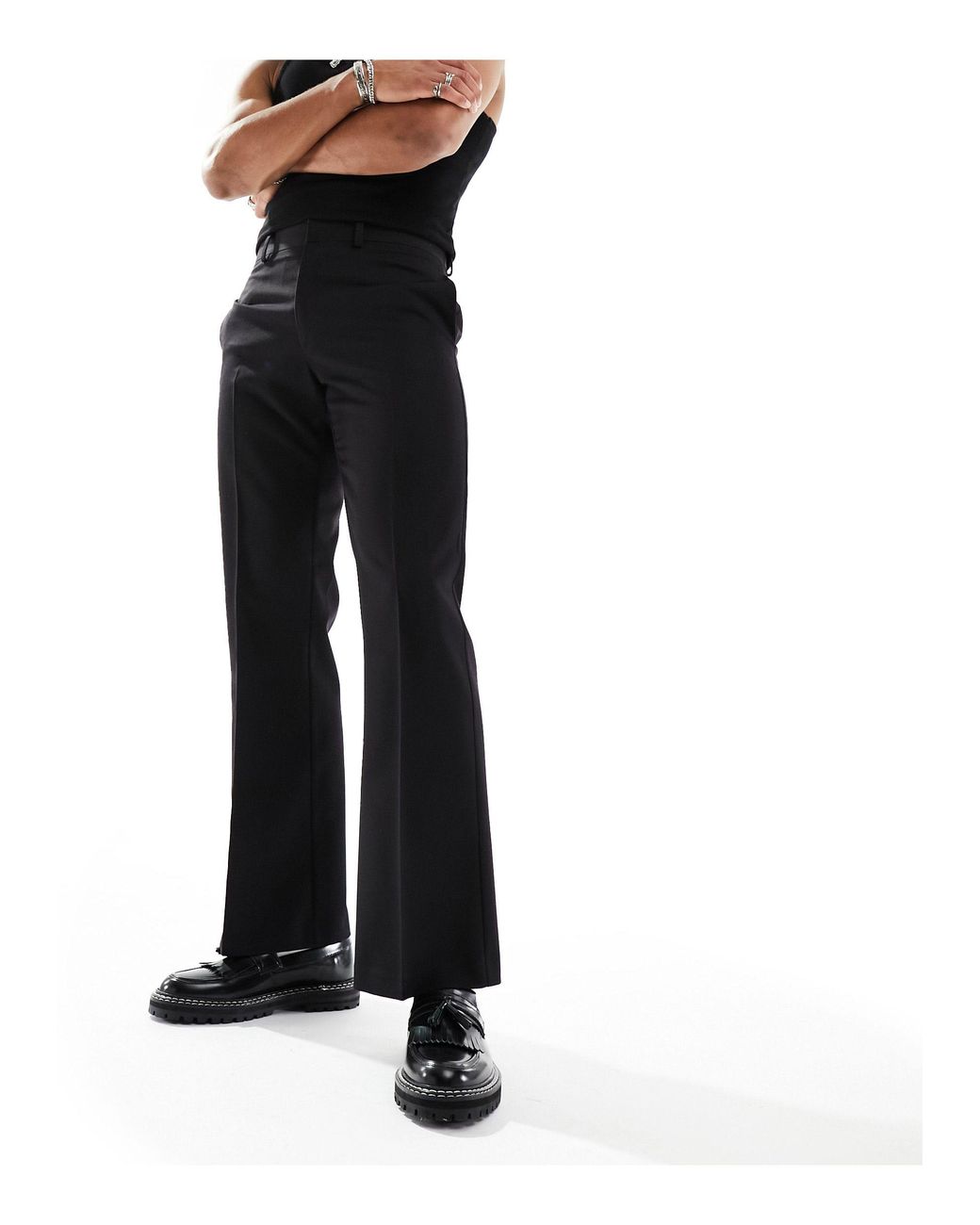 Ribbed waist flared trousers - Basics - Women | Bershka